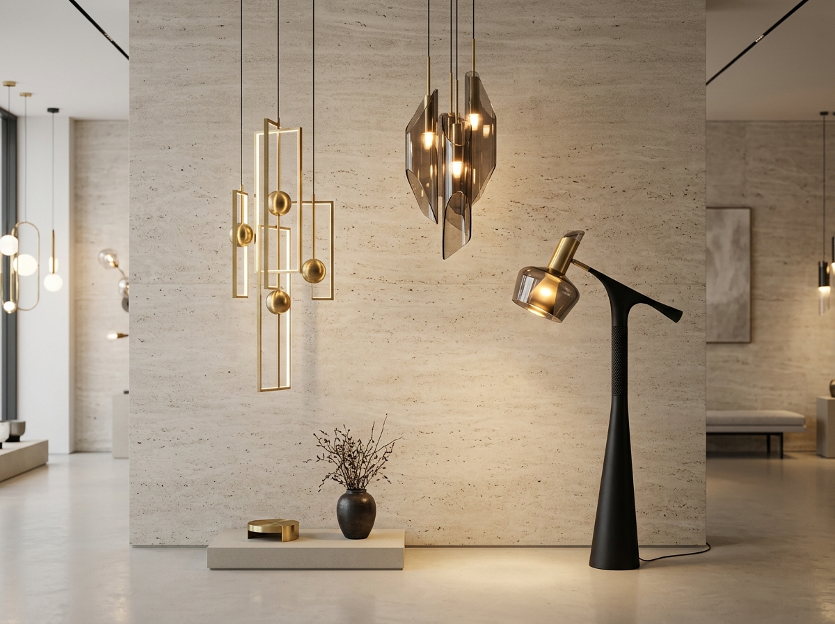 Sculptural Brushed Brass Pendant Lamp